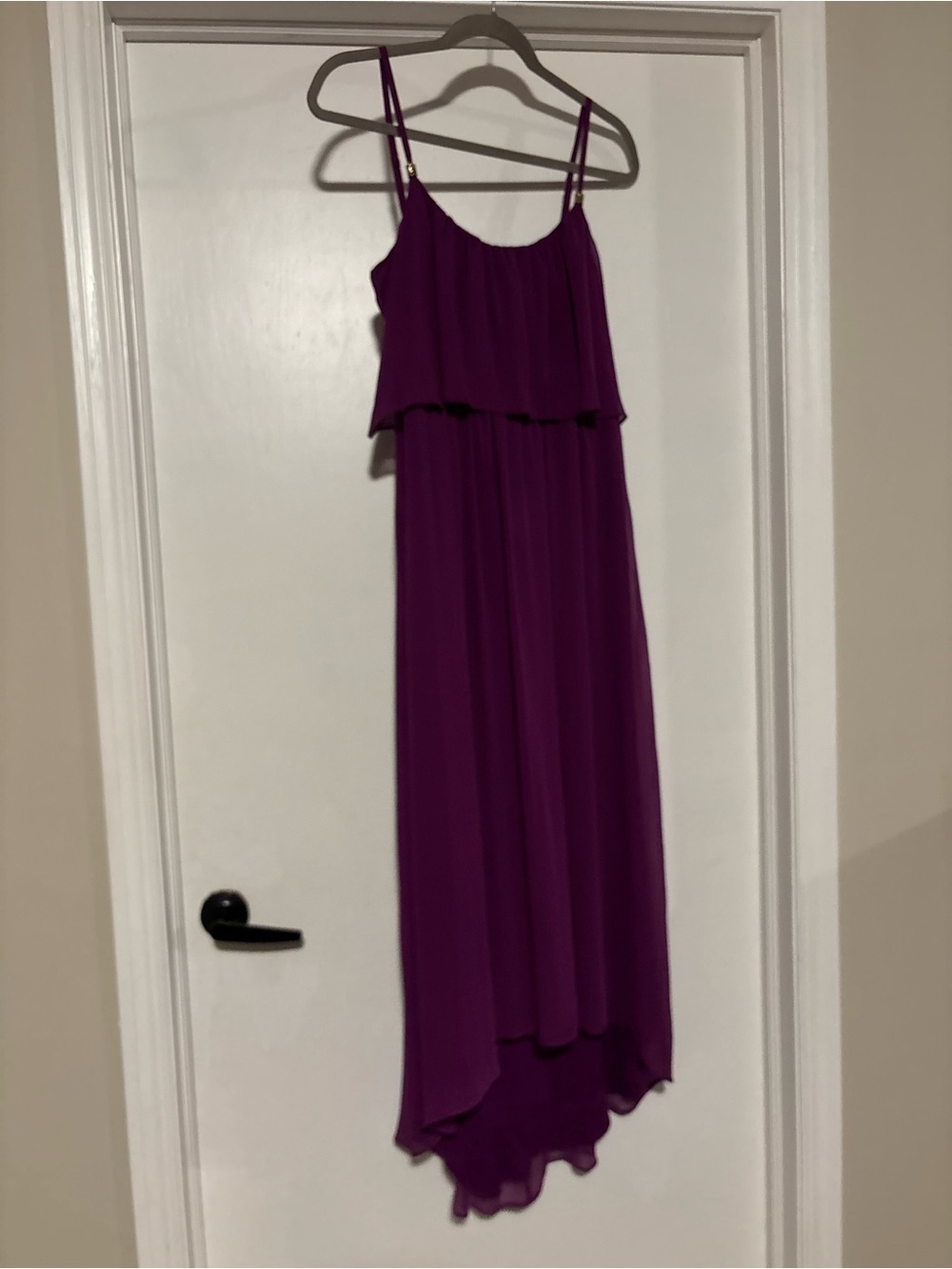 🌸White House Black Market Purple High-Low Spaghetti Strap Maxi Dress